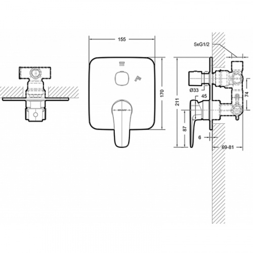 фото смеситель для душа bravat pb8173218cp-2-eng хром