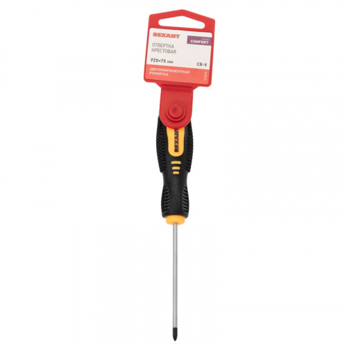 картинка Отвертка крестовая PZ0х75мм,  двухкомпонентная рукоятка REXANT от магазина Сантехстрой