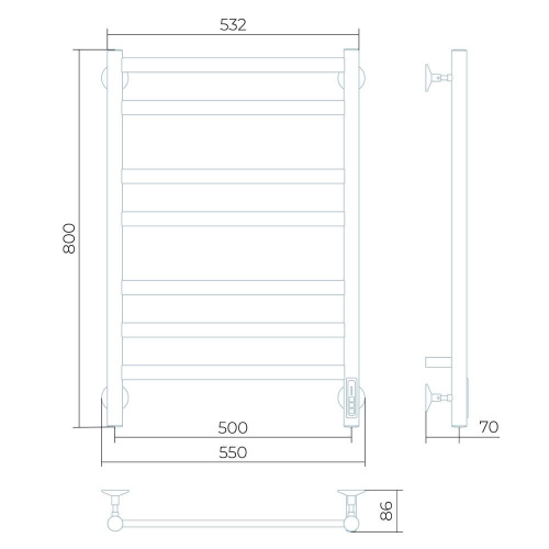 картинка Полотенцесушитель электрический Larusso Кватро П7 500х800 мм от магазина Сантехстрой