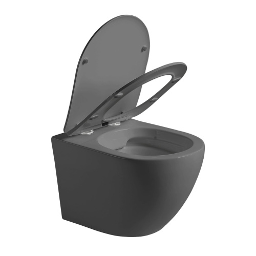 картинка Унитаз подвесной Globo VT1-14SMA безободковый, ультратонкое сиденье soft-close, антрацит матовый от магазина Сантехстрой