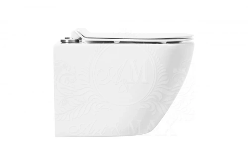 картинка Подвесной безободковый унитаз Art&Max OVALE с сиденьем в комплекте AM011CHR/SC от магазина Сантехстрой