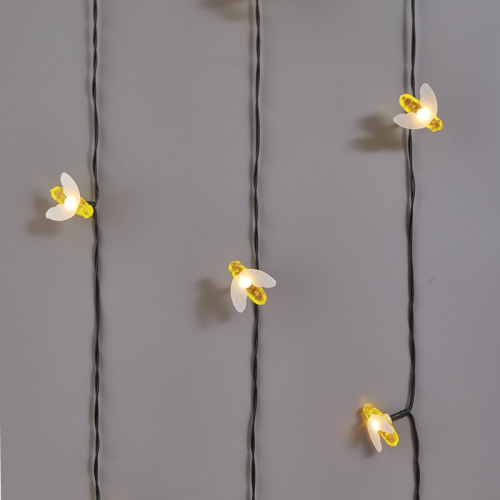 картинка Каскад Lamper Янтарные Пчелы LED 5,8 м с выносной солнечной панелью 2 м и аккумулятором,  IP65, теплое белое свечение от магазина Сантехстрой