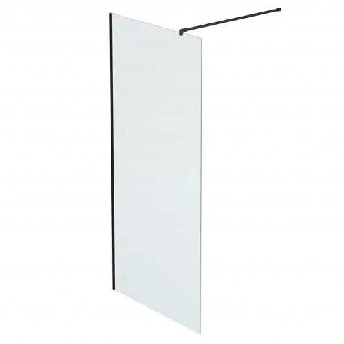 картинка Душевая перегородка, ограждение Reflexion RX200100CBL-13 Walk in 200x100см, прозрачное закаленное стекло 8мм, черный профиль от магазина Сантехстрой