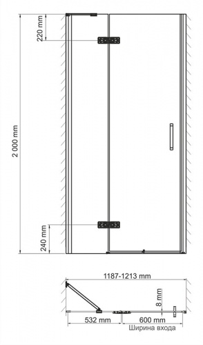 картинка Душевая дверь (120х200) WasserKRAFT Aller 10H05-SPL от магазина Сантехстрой