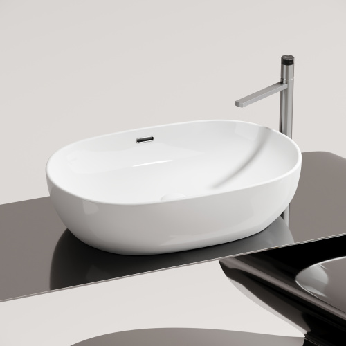 картинка CN6064 Умывальник чаша накладная овальная со сливом переливом Element 610*420*155мм от магазина Сантехстрой