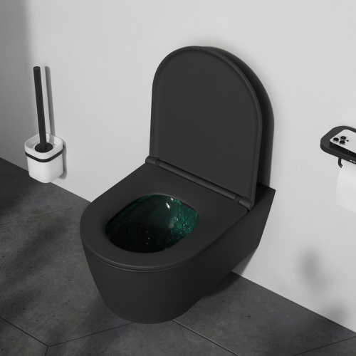 картинка C8F1701MBSC Func подвесной унитаз 54 см FlashClean с сиденьем микролифт, черн мат от магазина Сантехстрой