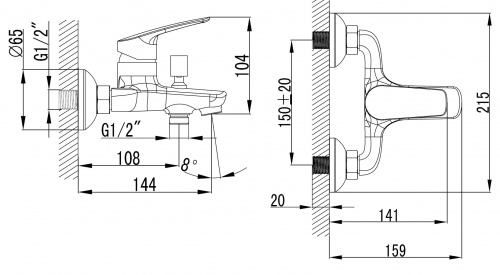 фото смеситель для ванны azario evora с ручным душем, керамический картридж, хром (az-wke238043c)