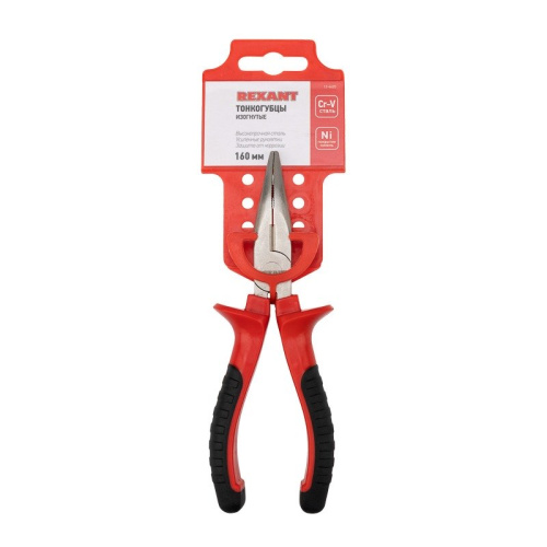 картинка Тонкогубцы изогнутые 160мм никелированные,  двухкомпонентные рукоятки REXANT от магазина Сантехстрой