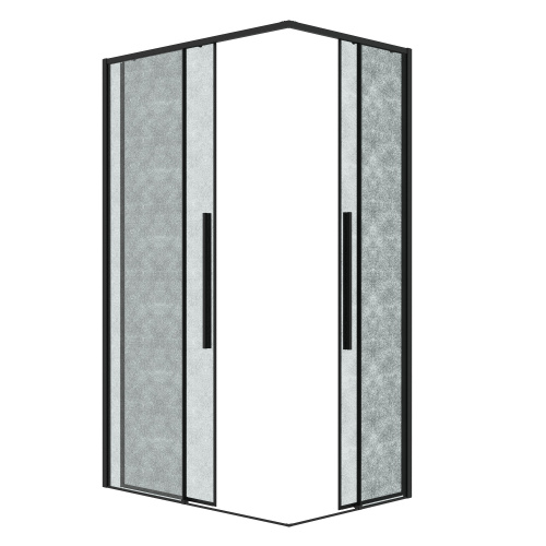 картинка Душевое ограждение Grossman Galaxy 300.K33.01.9080.21.02 (90х80х195) прямоугольник,раздвижная,черный матовый,стекло шиншилла, 1 место от магазина Сантехстрой