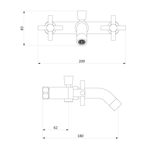 фото 271000000 neo classic graphite, смеситель для ванны/душа