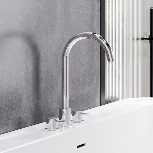 картинка 360200000 Scandinavian Pure Смеситель для умывальника, встраиваемый в столешницу, трёхсекционный, хр от магазина Сантехстрой