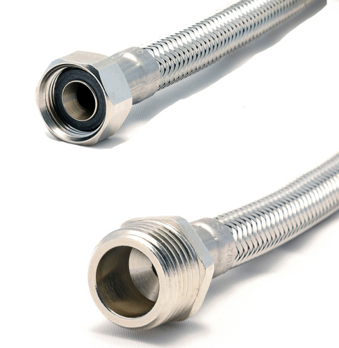 картинка Гибкая подводка повышенной проходимости TUCAI DN13 в стальной оплетке 0.8м, 1/2"-1/2" Г/Ш (7113) от магазина Сантехстрой