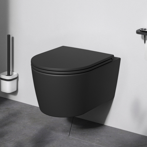 картинка C8F1700MBSC Func подвесной унитаз 49 см FlashClean с сиденьем микролифт, черн мат от магазина Сантехстрой