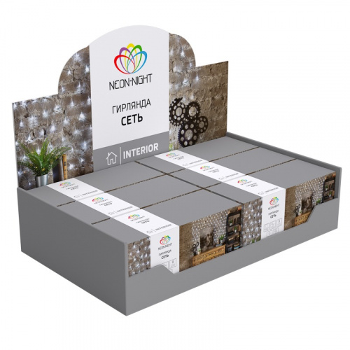 картинка Гирлянда сеть 1,8х1,5м,  прозрачный ПВХ,  180 LED,  цвет: Синий от магазина Сантехстрой