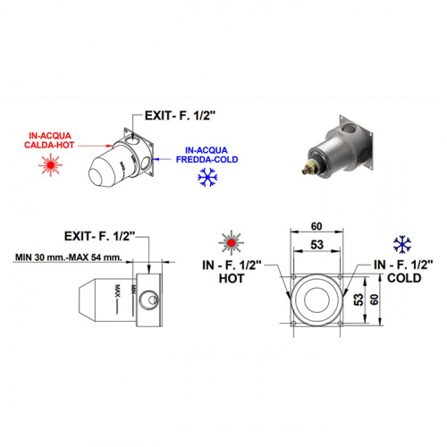 картинка Bongio Time 2020 Внутрення часть для встроенных термостат смесителей для душа на 1 выход от магазина Сантехстрой