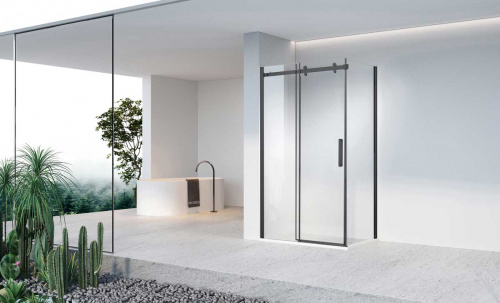 картинка Душевой уголок Como-N VSR-4CN1016CLB, 1600*1000, черный, стекло прозрачное от магазина Сантехстрой