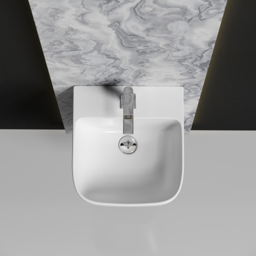 картинка CN6067 Раковина моноблок подвесная DION с отверстием под смеситель, со сливом переливом от магазина Сантехстрой