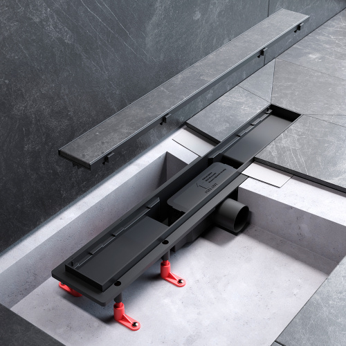 картинка W02SC-U11-060-04BM PrimeFlow Трап для душа линейный универс затвор Tile 60см цвет черн мат от магазина Сантехстрой