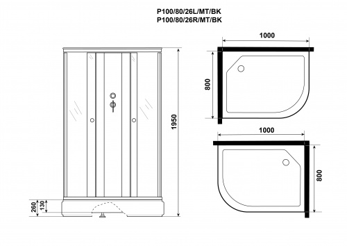 картинка Душевая кабина Niagara p100/80/26l/mt/bk от магазина Сантехстрой