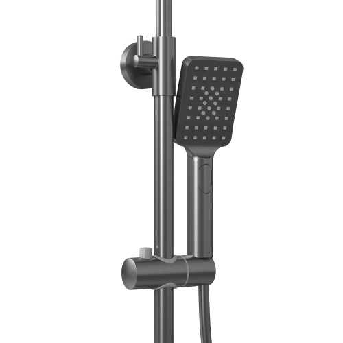 картинка Душевая стойка Cosmo 500.K35.02.420 с верхним душем, ручной лейкой и смесителем, графит сатиновый от магазина Сантехстрой