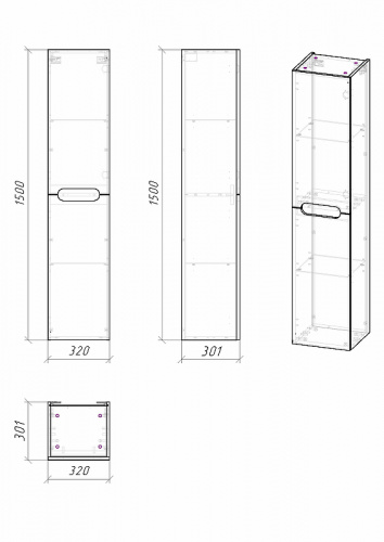 картинка Шкаф пенал Grossman Адель 32 303201 подвесной Белый от магазина Сантехстрой