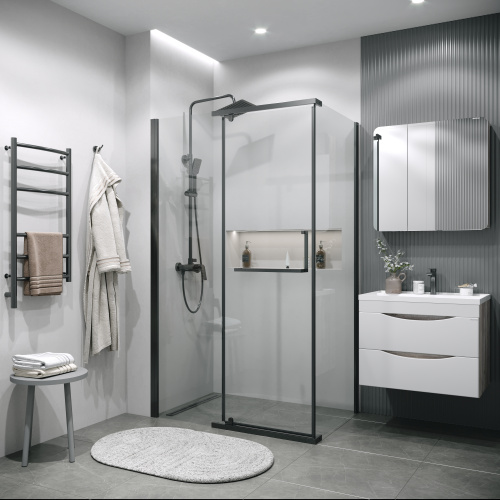 картинка Боковая стенка Grossman Pragma 200.K33.03.90.42.00 (90х195) графит сатин,стекло прозрачное, 1 место от магазина Сантехстрой