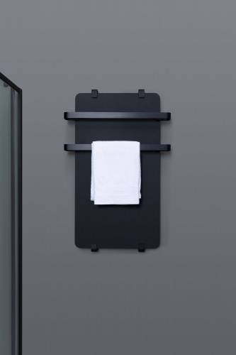 картинка Полотенцесушитель электрический Allen Brau Infinity 80x44 с рейлингом 2.0 и креплением, черный матовый от магазина Сантехстрой