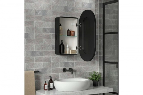 картинка Зеркало-шкаф Reflection Black led 450x800 RF2003BL от магазина Сантехстрой
