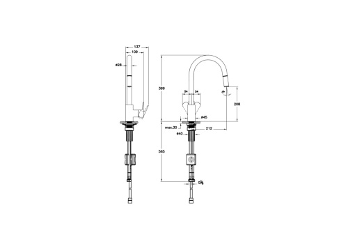 картинка Смеситель для кухни VitrA Flow Soft A4344536EXP с поворотным изливом однорычажный матовый черный латунь от магазина Сантехстрой