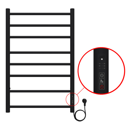 картинка Полотенцесушитель электрический AZARIO PARMA 500/800 8 секций, диммер справа, черный (AZ10858B) от магазина Сантехстрой