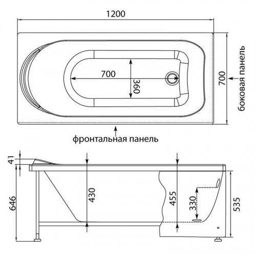 картинка Акриловая ванна Aquanet West 120x70 204050 от магазина Сантехстрой
