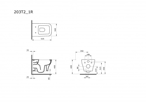 картинка Унитаз Benefit 203T20201R (535*340*360) ЧЁРНЫЙ МАТОВЫЙ подвесной БЕЗОБОДКОВЫЙ, 1 место от магазина Сантехстрой