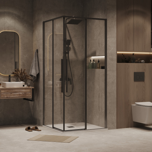 картинка Душевая перегородка 1/2 Grossman Galaxy 1/2.K33.01.70.42.00 (70х195) графит сатин,стекло прозрачное, 1 место от магазина Сантехстрой