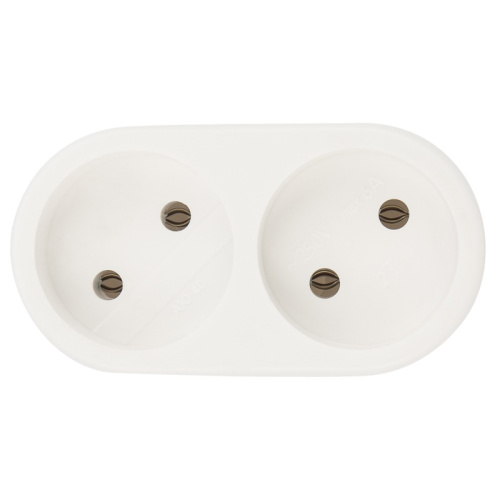 картинка Двойник электрический 10А без заземления,  белый REXANT от магазина Сантехстрой