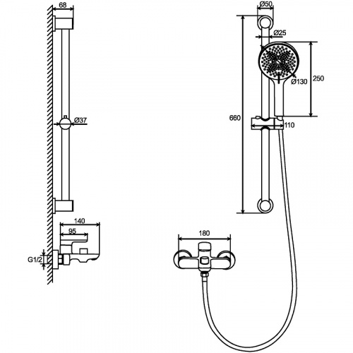 фото смеситель для ванны black&white universe uk8303b 8303buk черный матовый