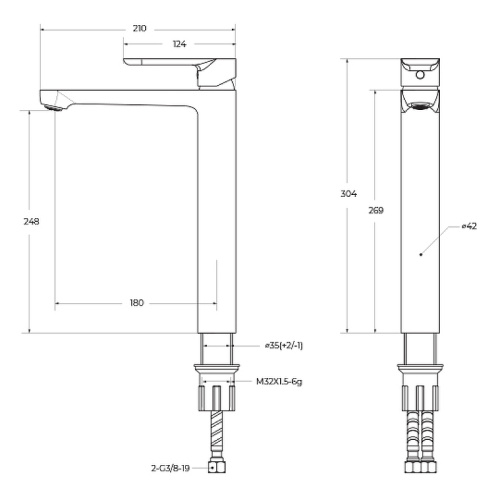 картинка Смеситель для раковины Cezares Stylus STYLUS-LC-BORO-W0 Брашированное золото от магазина Сантехстрой