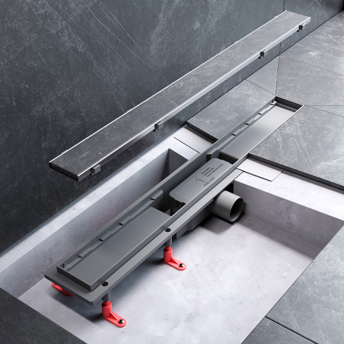 картинка W02SC-U11-070-04SB PrimeFlow Трап для душа линейный универс затвор Tile 70см цвет сталь мат от магазина Сантехстрой