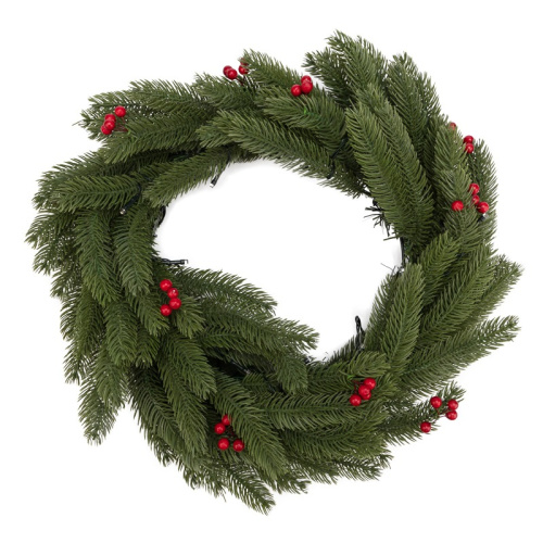 картинка Еловый венок с ягодами и гирляндой NEON-NIGHT Ø 45 см,  20 LED,  2 х АА,  литой,  теплое белое свечение от магазина Сантехстрой
