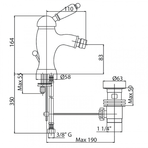 фото смеситель для биде cezares elite elite-bsm1-02-bi бронза