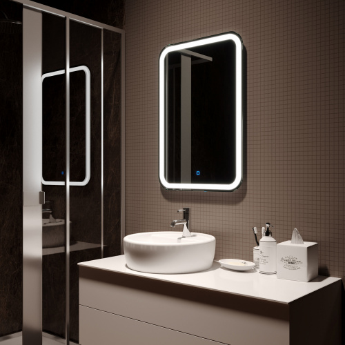 картинка Зеркало AZARIO Мальта 400х700 LED-подсветка с диммером, сенсорный выключатель (ФР-00001372) от магазина Сантехстрой