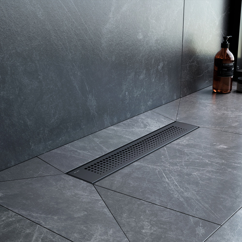 картинка W02SC-P11-040-01BM PrimeFlow Трап для душа линейный универс затвор Cut Gradient 40см цвет черн мат от магазина Сантехстрой