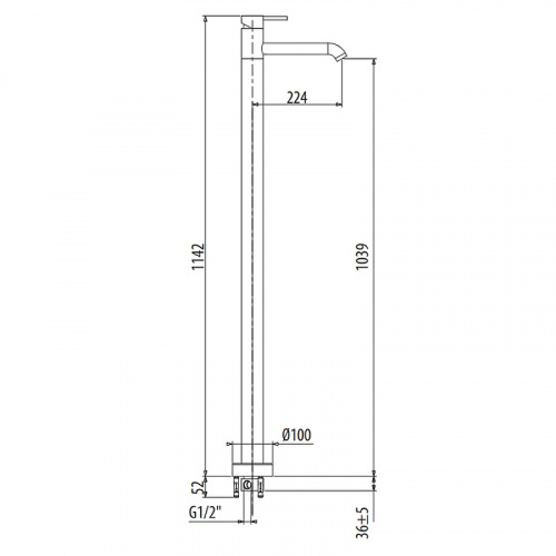 картинка GATTONI CIRCLE TWO Смеситель напольный для раковины, цвет черный матовый от магазина Сантехстрой