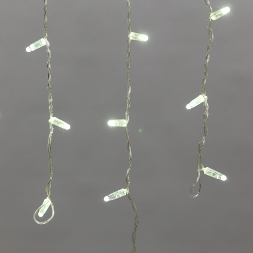 картинка Гирлянда светодиодная Бахрома (Айсикл) 4,8х0,6м 176 LED БЕЛЫЙ прозрачный ПВХ IP65 эффект мерцания 230В нужен блок 303-500-1 NEON-NIGHT от магазина Сантехстрой