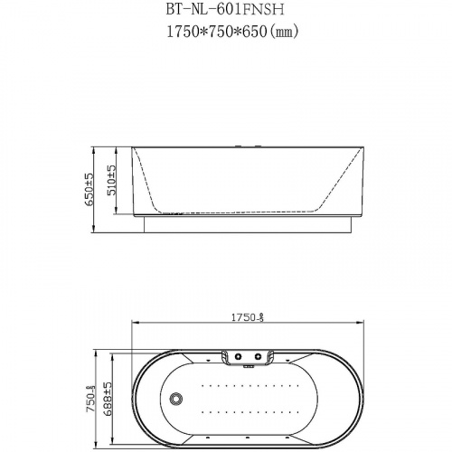 картинка Акриловая ванна Orans BT-NL601 FTSH 175x75 601FTSHW с аэромассажем от магазина Сантехстрой