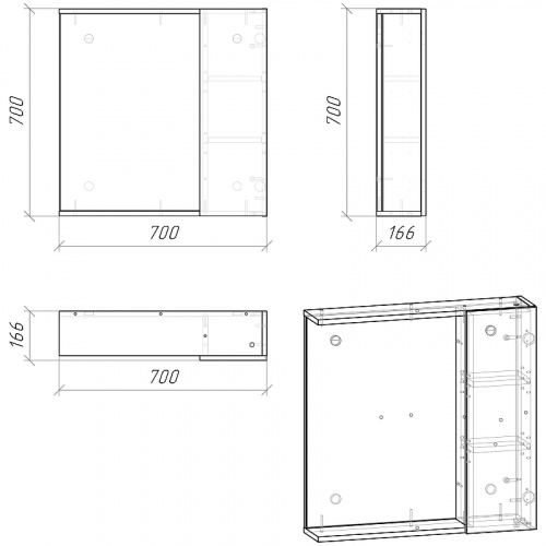 картинка Зеркало со шкафом Grossman Юнит 70 2070112 Кадена вуд от магазина Сантехстрой