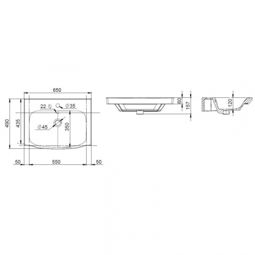 картинка M80WCC0652WG Like, Раковина мебельная, керамическая, 65 см, встроенная, цвет: белый, глянец от магазина Сантехстрой