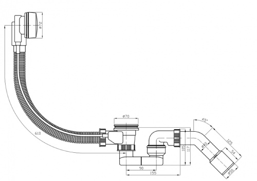 картинка EVSB141 Слив-перелив для ванны черный (полуавтомат) PLASTBRNO от магазина Сантехстрой