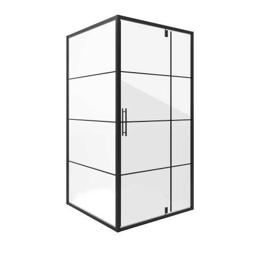 картинка Душевое ограждение Niagara Nova NG-0290-08ВLACK (90х90х195) квадрат,черный,дверь распашная,стекло с рисунком,1 место от магазина Сантехстрой