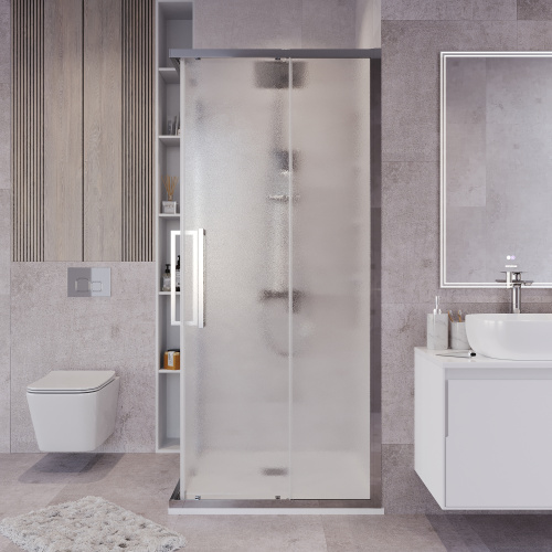 картинка Душевое ограждение Grossman Cosmo 300.K33.02.9090.10.02 (90х90х195) квадрат,раздвижная,хром,стекло шиншилла, 1 место от магазина Сантехстрой