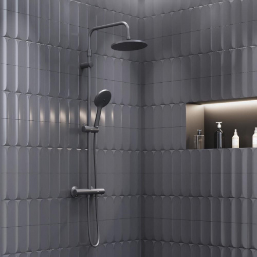 картинка 977800300 Jupiter душевая система со смесителем с термостатом чёрный от магазина Сантехстрой